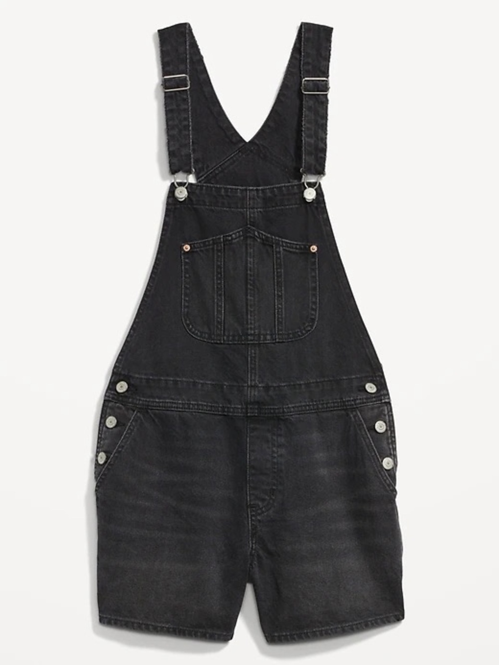 Old Navy Black Washed Denim Short Overalls